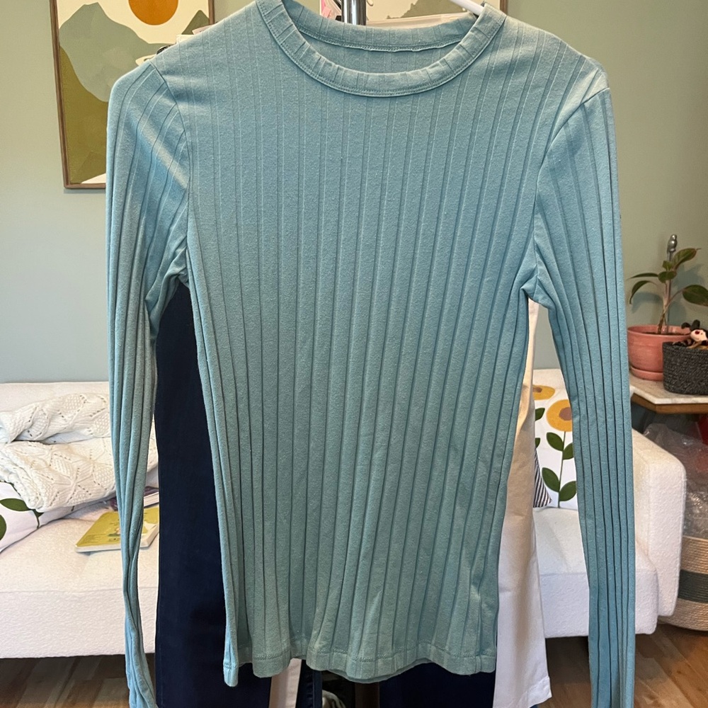 a new day Seafoam Ribbed Long-Sleeve Crewneck Top